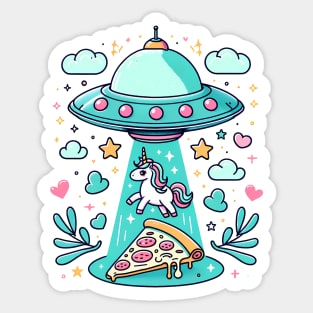 Funny Pizza Unicorn Ufo Sticker